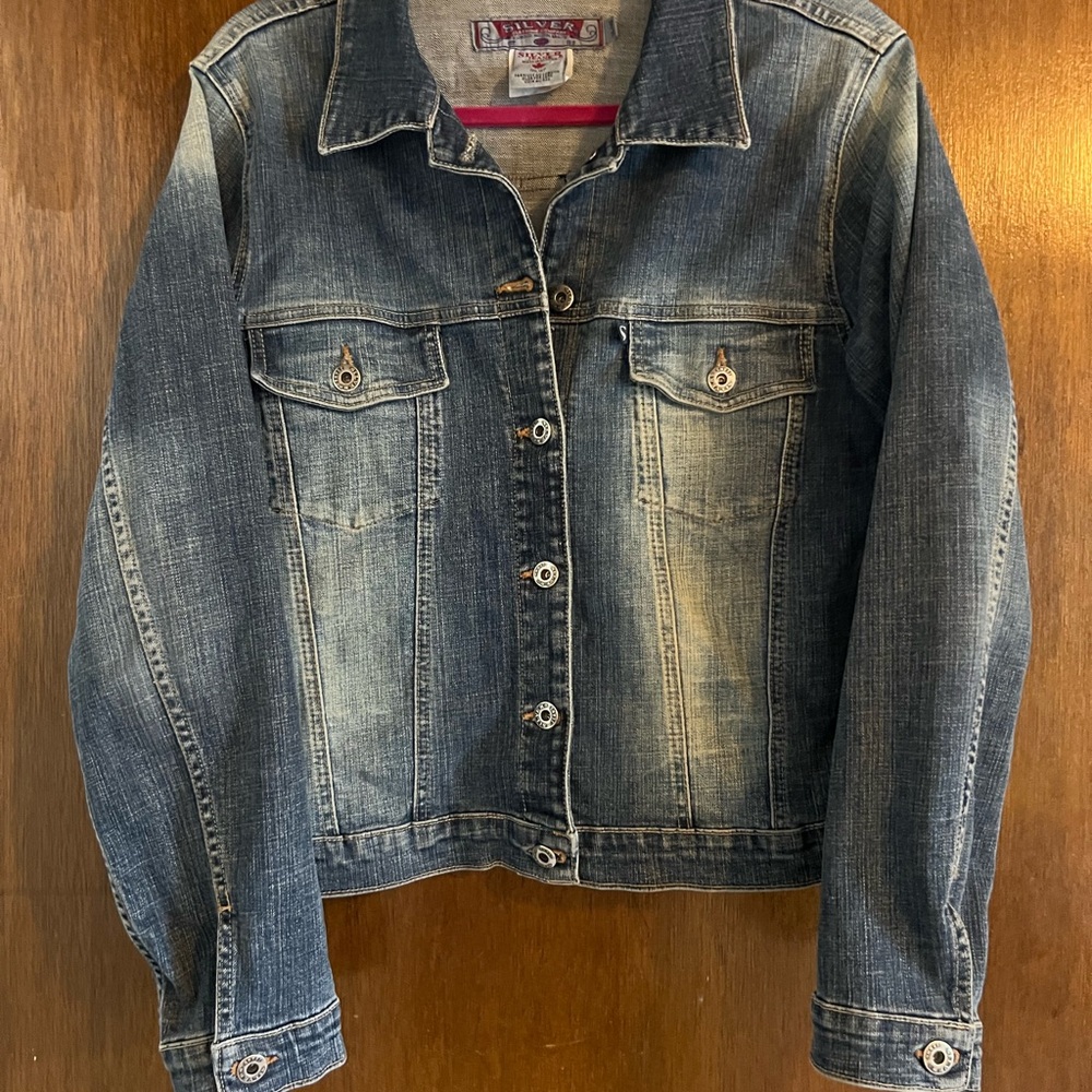 Vintage Silver Jeans Fitted Denim Jacket Women's XL